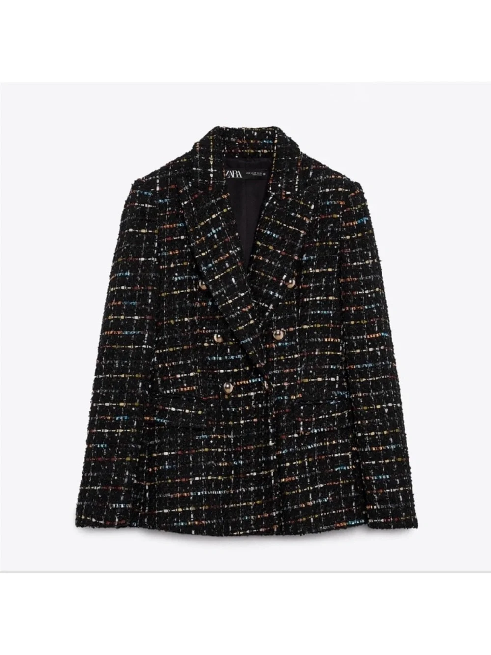 ZARA 2 PIECES MATCHING  SET DOUBLE BREASTED TWEED BLAZER AND SHORTS